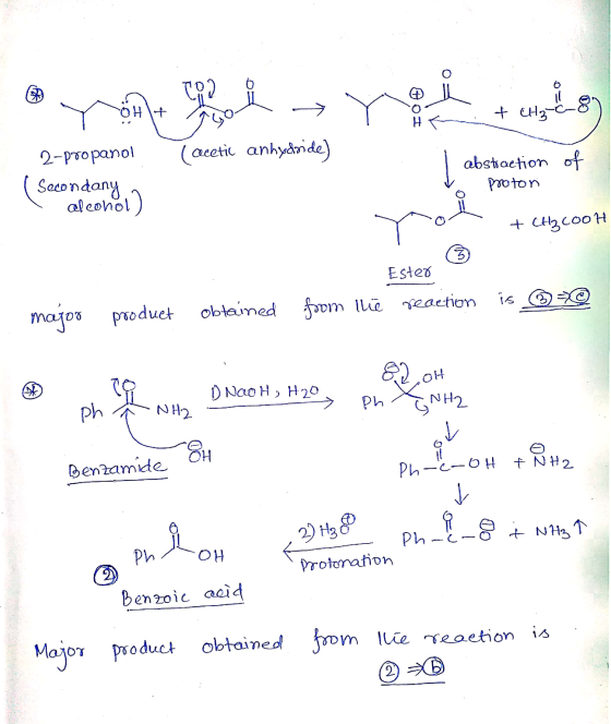 Byomt som inte testen (acetic anhydride) 2-propanol ( Secondanya l alcohol) abstraction proton of . + Chlzcoot Ester form the