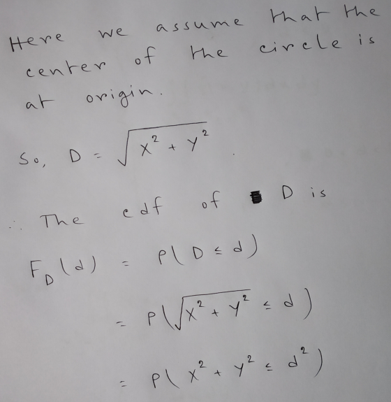assume we that the circle is Here center of the at origin. 2 x² + y So, D of ID is The ploed) Fold) Р UX x² + y? y? d pl x² +