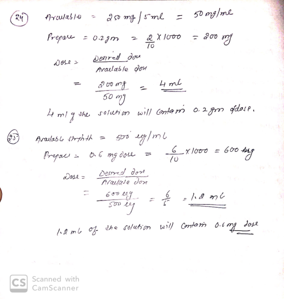 Arculable = 250 mg / sme = 50 mg/me Prepare = 0.29m 22 x1000 - 200 mg dose a desired dure Aralable dou = 900mg - 4 ml 50 mg 4
