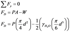 ΣF, = 0
F, = PA-W
F, =r(14) [(54)