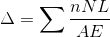 \Delta =\sum \frac{nNL}{AE}