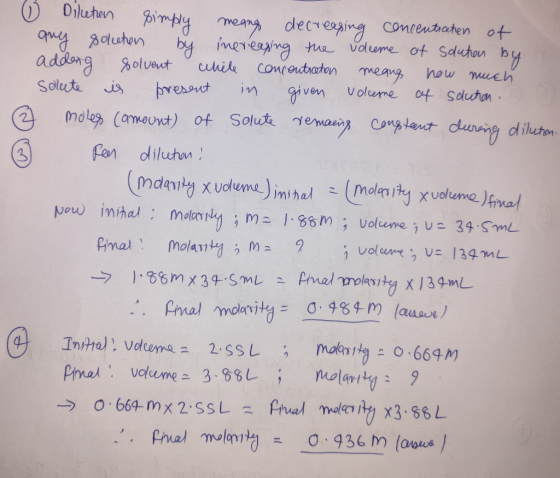 0 Diletion simply meangs decreasing concentraten of any solution by inereasing the voleeme of solution by adding solvent whil
