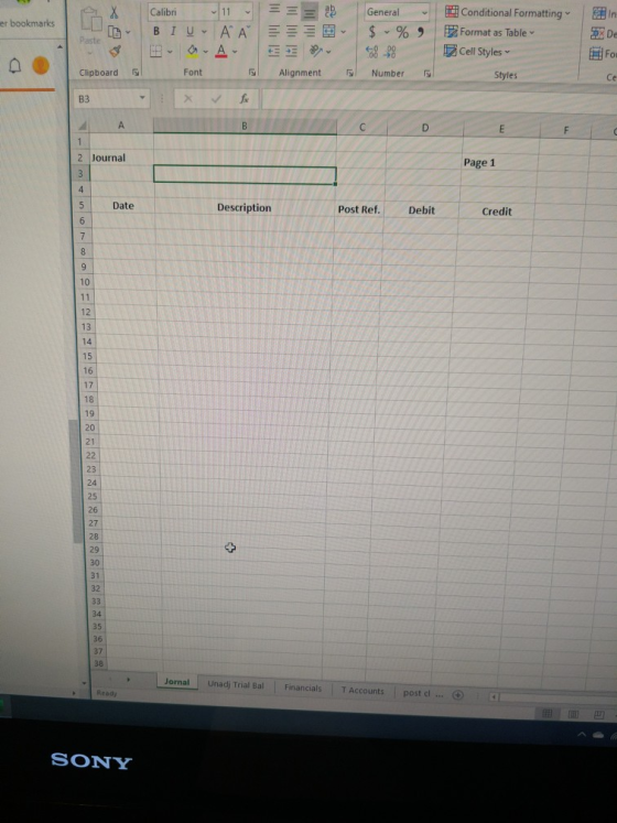 er bookmarks [G Calibri - 11 BIUAAE A Font D == E E Alignment General $ % O Number Conditional Formatting Format as Table Cel