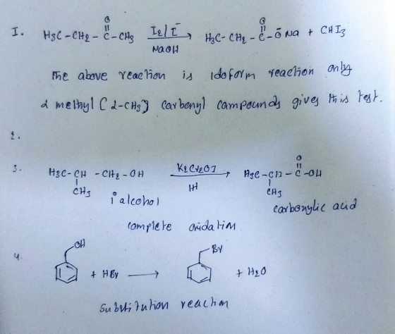 I. H&C- CH2 - 8 - CAs Ieli Hol-che- & - 5 Na & CHI} NAOH the above reaction is ido form reaction only & methyl C2-CH₃) carbon