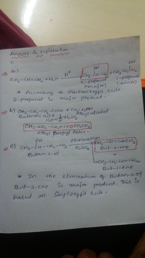 * According to Markonikoffs rele CH₃-CH=CH₂ +Ho a-prepanol es major product. Answer & explanation. - sch 17 OH (Criz-CH-4H +