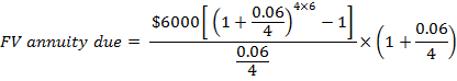 $6000[(1 +0,06)*** - 11 0.06 FV annuity due =