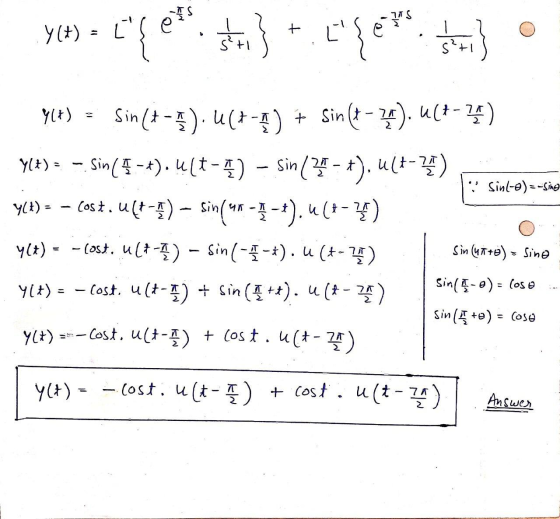 Y (A) sti {*** +1 : Sin(-o)=-sing Y(+) Sin (t-). U(7-5) + sin(+-). U(+-24) Y(+) = - sin (4-4). Ult-4) - sin ( 34 - +), 4(+-2