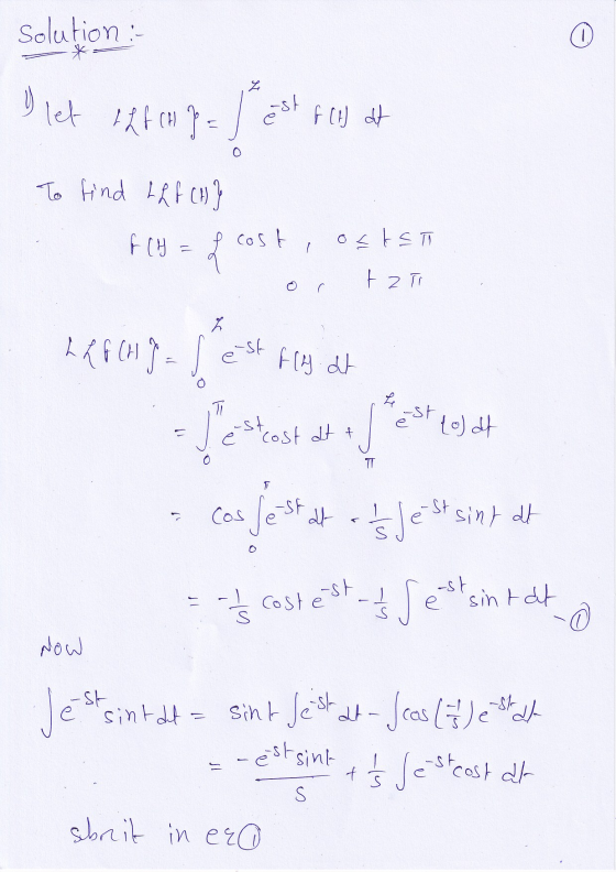 Solution : 6 * I let 12 f CH J = est f (H) at To find thF CH} f (H = cost octa tzt 226 nga shet fly.at Ti -st. e cost at t os