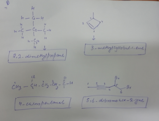 LG-H H-(-(2-4-4 Is-y-3 H V 3-methys cyclobuttene 2,2-dimethylbopane l 5,6-dibromo her-2-yne 4-chloropentanal