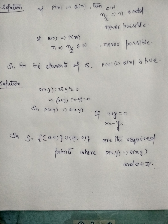 solution of Prml = Q(1) , then CIN - n is odel never possible. sf 2(a) =) PCM) n =) EIN never possible. So, for no elements o