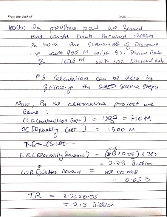From the desk of DATE hool (b) On previous part we found that world Bank Pncurred losses on both the Sienai os of Discount ie