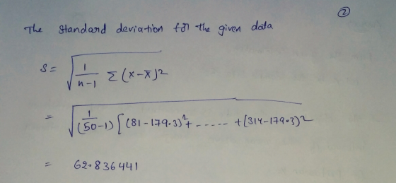 TLe Standend devia-hion l the given dada าน M- G2 836 441