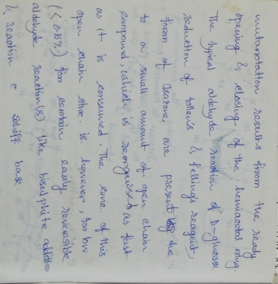 due are to chain mutanotation results froom the re ready opening closing of the hemiaectal sing. The typical aldehyde reactio