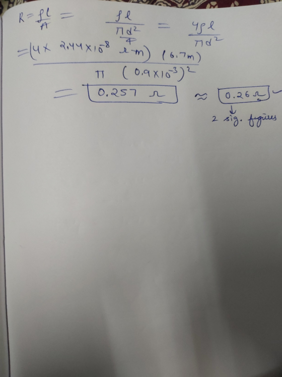 R=fl = se Td2 = use - lux 2.44X108 rm) 16.7m) T (0,9x103)2 (0.257 r as - 10.26 2 sig. figures