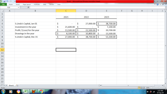X- Bookl - Microsoft Excel (Product Activation Failed) File Home Insert Page Layout Formulas Data Review View ♡ C12 A B с C D