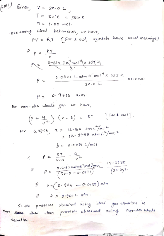 6のリ Given, 30 0 L 32 C 355 K behowiour We hawe A-sSuming ideas neanings) PV RT For i mol, sy mbols hawe R T P V 8 314Jmol x 3
