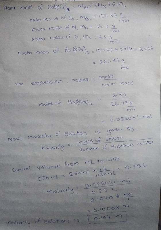 2 mo) 140 g mol Molar mass of Banos - Moot 2 MN tomo Molar mass of Ba, Mba. 137.339 Molar mass of N, MN = molar mass of o, Mo