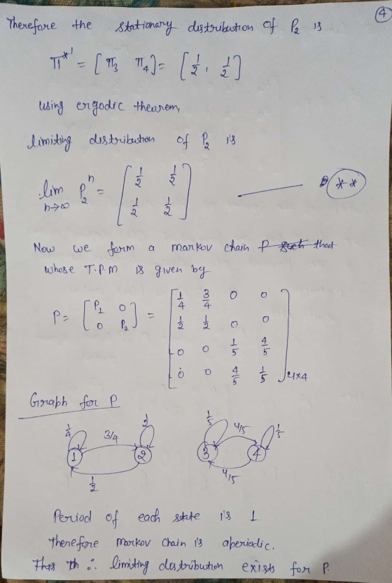 P2 is Therefore the stationary distribution of T = [1 Tal= ( 1 2 using ergodic theorem, limiting distribution of P is neopren