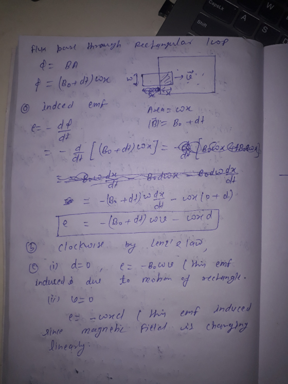 CapsLk A Shift S flun bert thranyh peetanular dBA 1100 indced emf B+d Bod odw da Brta de - e+d dx శక్ర - cord - Bot d ws byLe