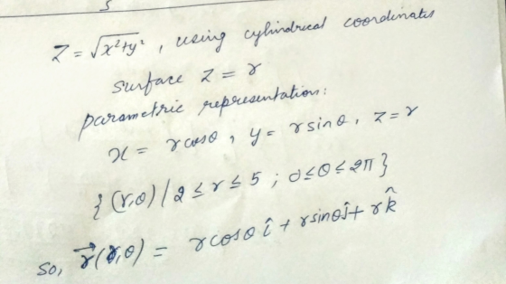 7- Valtys, using cylindrical coordinates surface a=0 parametric representation 9 y= rsind, z=2 { (70)/2735;0503213 rcoso 2= 8