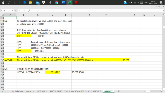 All em w ? v . 1* = ENG 08:50 21-03-2020 23 A118 - X V fix 118 119 b-2 120 121 To calculate sensitivity, we have to take one