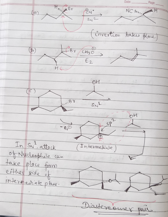 Date: Page: Bo NC I A SN2 V (invertion takes place) 0 CH3O Ez A 애 Ah (Intermediate) In St, attack of Nucleophele can take pla