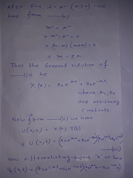 Also For I we have from dur (v) mr mr_mr=0 - (m_M) (mfm) = 0 =) m = fm Thus the General solution of -(iv) X (n) = Aue be MA M