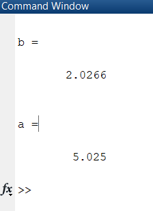 Command Window b= 2.0266 5.025 fx >>