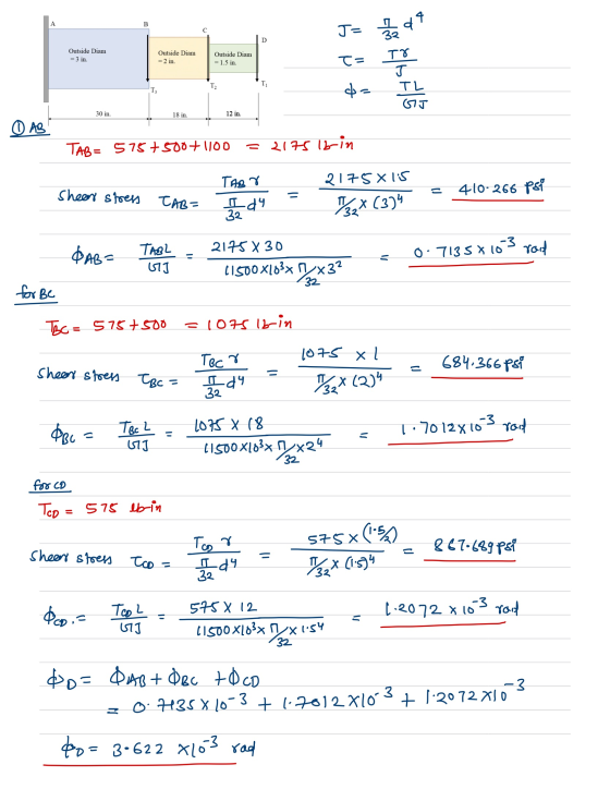 I d9 A B J- 32 D Outside Diam = 3 in. Outside Diam = 2 in. Outside Diam = 1.5 in. TO TE T2 Ti J TL GJ Tz da 30 in. 18 in. 12