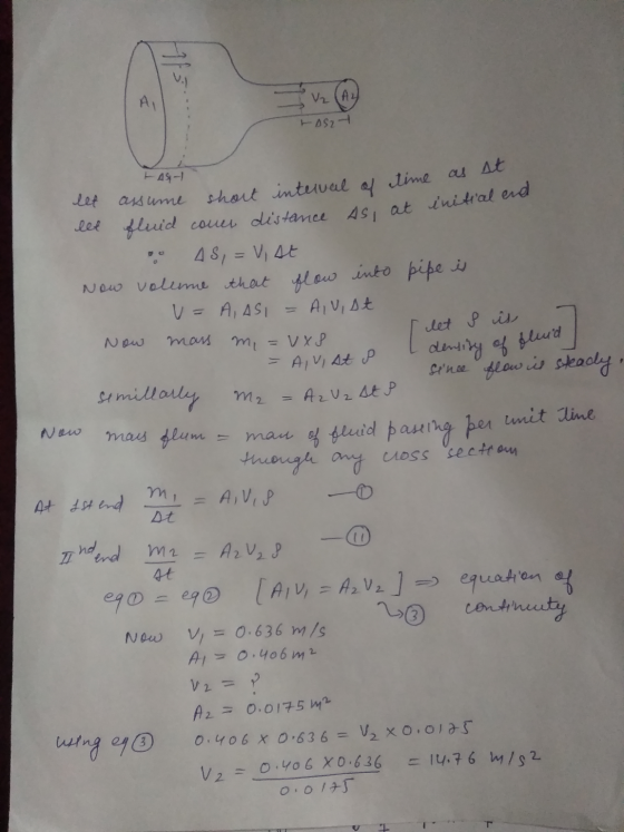 LAS2 LAS ime witral end density of fluid let assume short interval of time as let fluid cones distance As, at en . 45,= vist