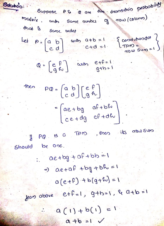 Suppose PE are too dransichoo pedbar maleise with same number of row (colem ) nsichon Deobabilidy thad is same sedep . Lei p