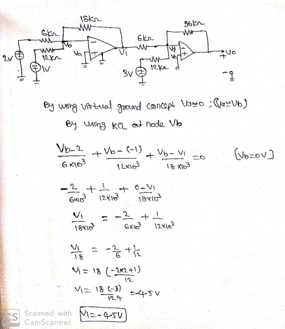 iska 6kr w to VER Lo son ST w By using vostelal goound concept Lowo ; Can Vb) By using Kel at node Vb Vb-2 +Vb-(-1) - Vb-Vino