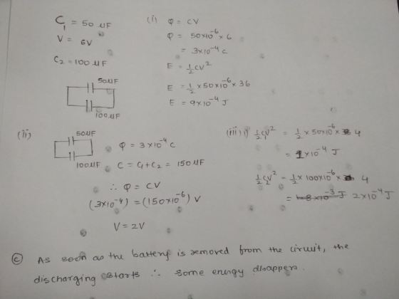 -6 C2 100 uF -6 oouF SOUF 2. -6 -6 -3 As odh as the batenf is emoved brom the irut, the discharging osto-B . gome e enungy d