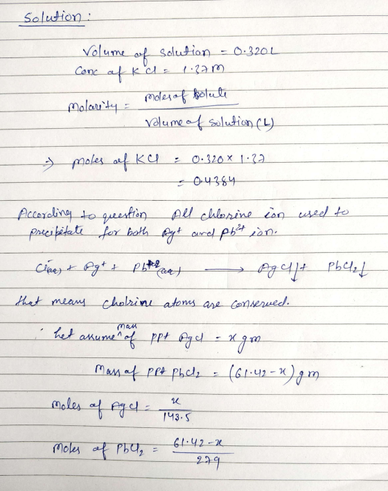 Solution : Volume of 0.320L Solution 1.37m Conc af kaa molarity & moles of folute volume of solution (4) 0.320X 1.32 - moles
