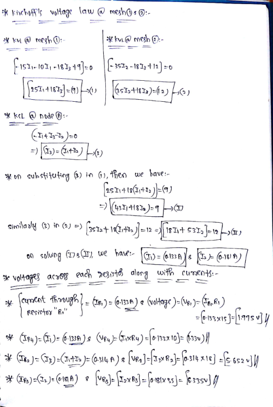 *卞ichbAs Voltage law@ roesh@se- 米ku @ mesh @) -1511-1011-1g13 11-0 Ж kcL @) node(D:. on solung fws/ we have: