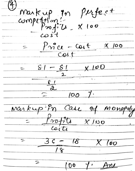 Mark up in in perfect competition. Profils x 100 cost Price cost cost X 100 81 81 X 100 2 Q = 100 M markup in case of monopol