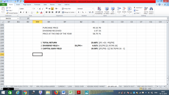NPV, IRR, PBP,OCF,INDEX - Microsoft Excel (Product Activation Failed) Formulas File Home Insert Page Layout Data Review View