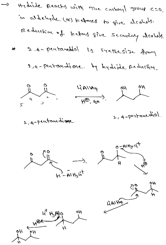 Hqdide Reacts usit Tue cmbory Vouf czo, A dehyde eoes to give dcohos educhar ktus give Sccadey dcokaly 2.4 peu hanediol 2,4-P