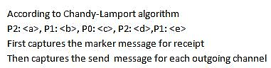 According to Chandy-Lamport algorithm First captures the marker message for receipt Then captures the send message for each o