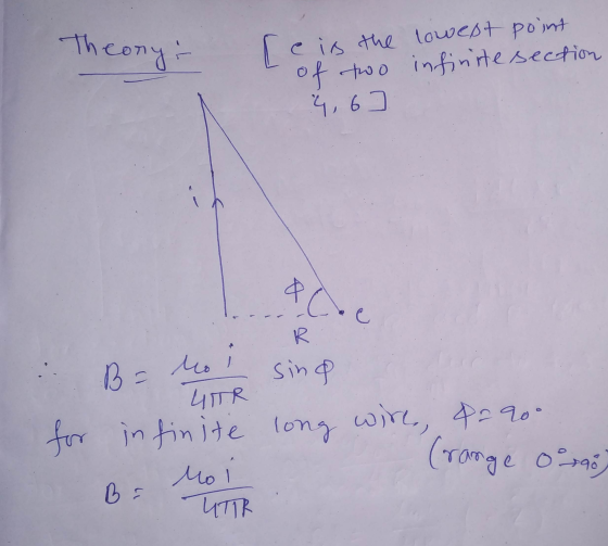 Theony: [e is the lowest point of two infinite section 4, 6 a Coc ( ها R BE sind YUR for infinite long wire, 42900 Mol B UTIR