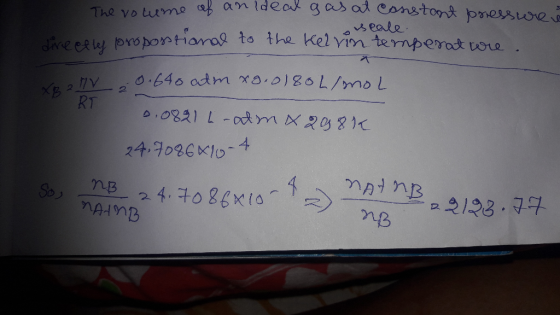 The yo tume a antdea gas a eonstont bnessore eale ne eRly propostiaras to the Kel vim ternperat uore 0.646 adm a 01801/mo L 2