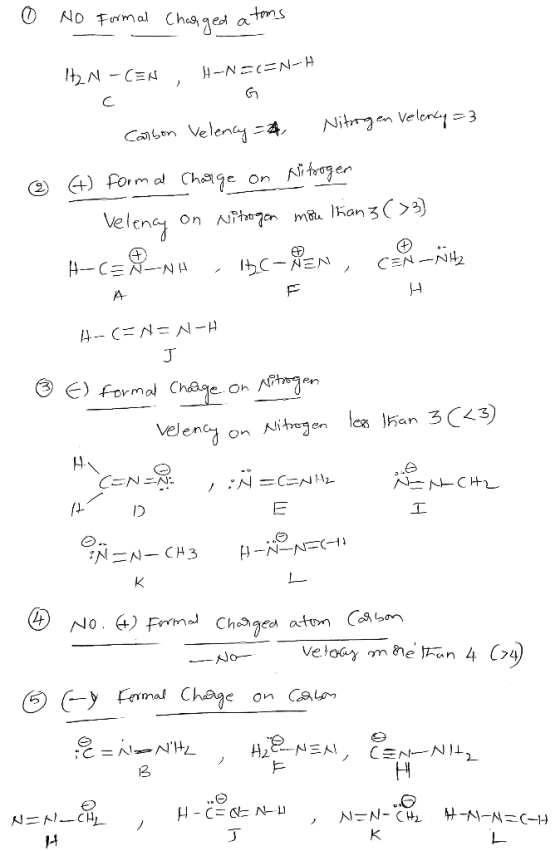 0 No Formal charged a toms H2N-COM W-NECEN-A - - Carbon Velency=24, Nitrogen Velency =3 (+) form at Charge on Nitrogen Velenc