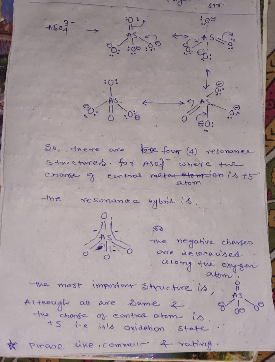 sto: Asso :09 CAS 3 .000 og So, there are love four (4) resonance Sanctures for As of where the charse of central metal atom