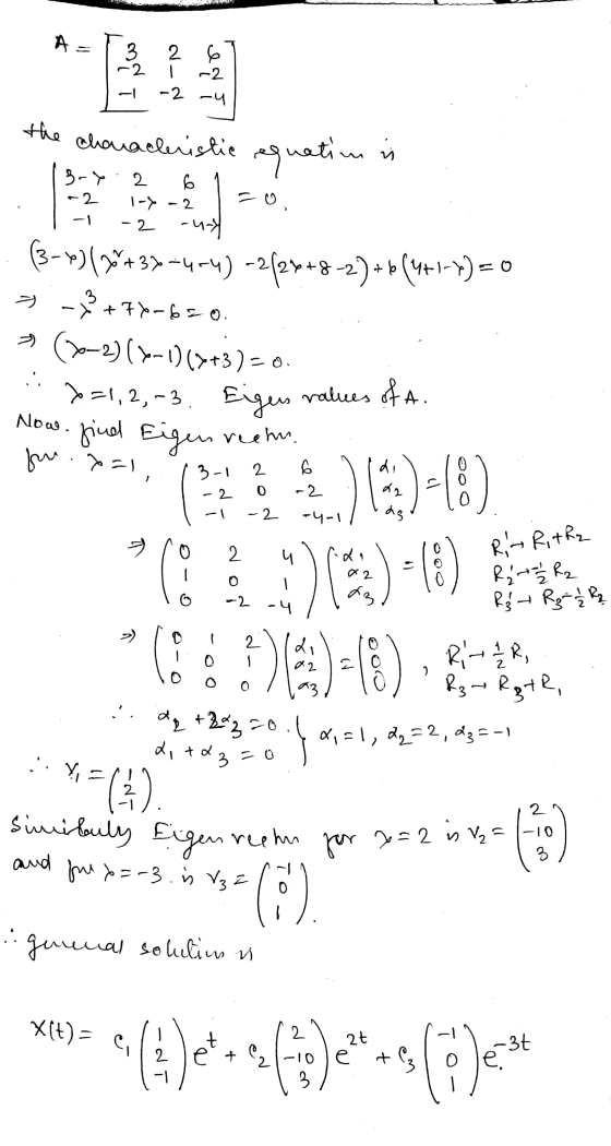 A 3 2 2 6 - -2 -2 - 4 the characteristic equation in 3-7 -2 2 6 1-7 2 -u-y = 0 - 2 -1 »)(2+3)=4-4) -2(2x+8-2)+b(4+1-4)= 0 3 -