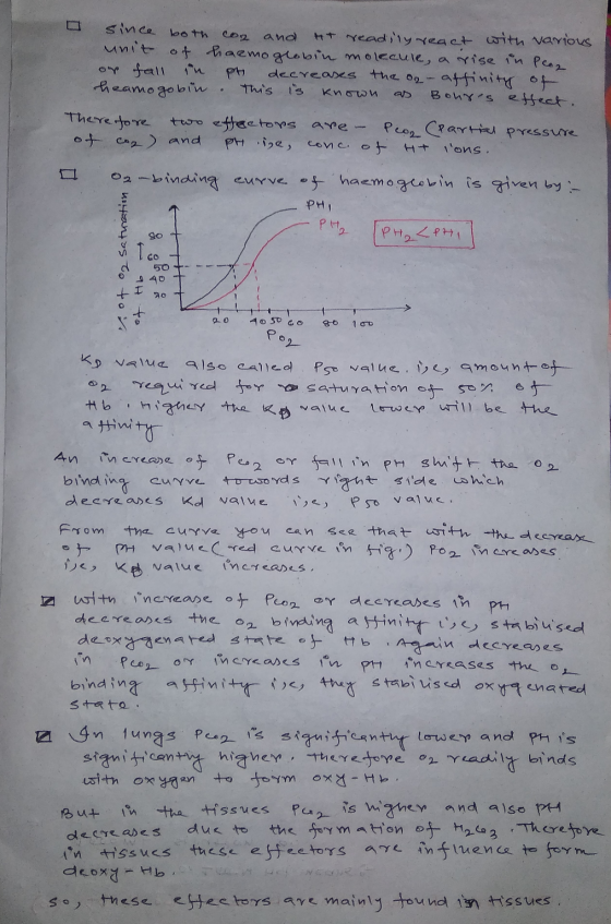 O since both coa and Ht readily react with various unit of haemoglobin molecule, a rise in Pearl or fall in pH decreases the