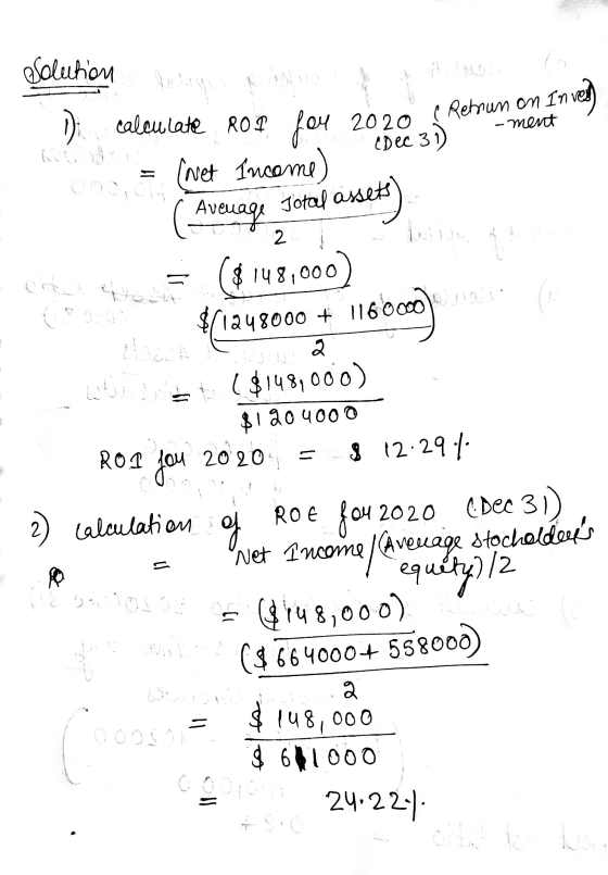 -meret (Dec 31 000 2 - ) chileno والا ۔ Soluhou hay Di calculate Ro? fou 2020 Retrun on Invest = (net Income Avocage Jotal as
