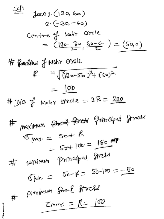 . Jace 1. (130, 60) 2-(-30,-60) Centre of Mohr circle = (130—30, Gorco ) = (50,0) #fradius of Mohr circle R = √(130-507² (60)