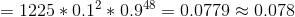 =1225 * 0.12*0.98 = 0.07790.078