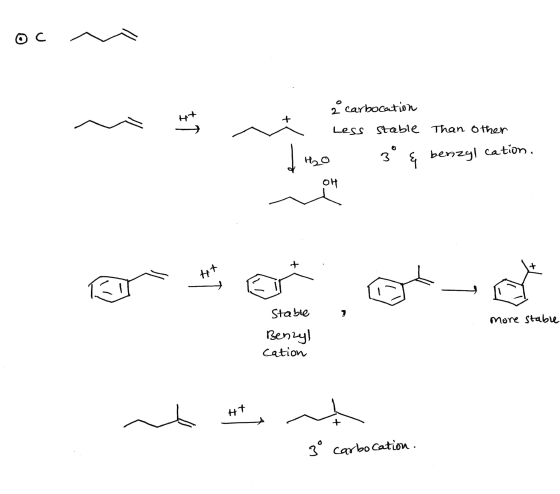 oc w ~ tum v t 2 carbocation Less less stable than other 3° & benzyl cation. stable Than other ht rooster Stable more stable