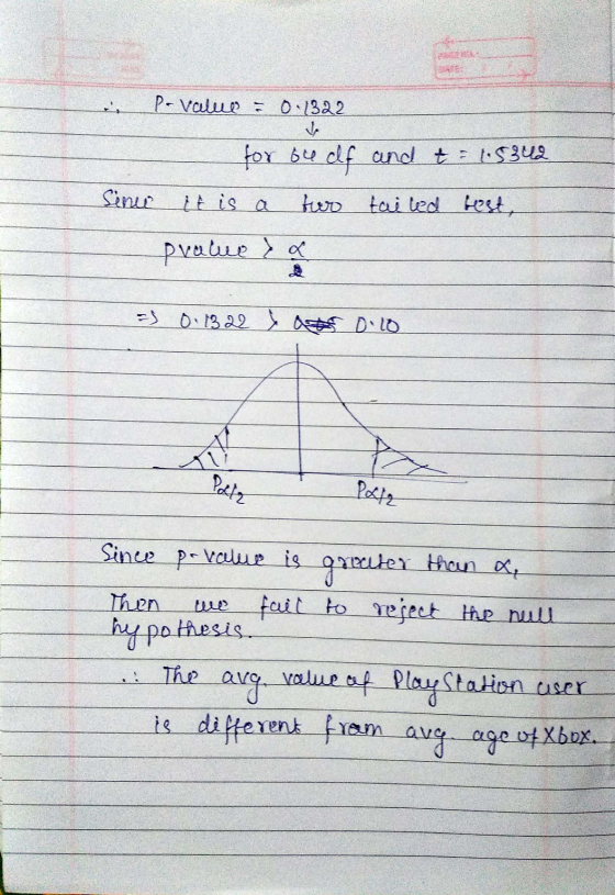 P-value = 0.1322 V for 84 df and t=15342 Sinu iť is a tur tai led test, pralue sa = 0.1322 ļ at 0.10 Date Porte Since pa velu